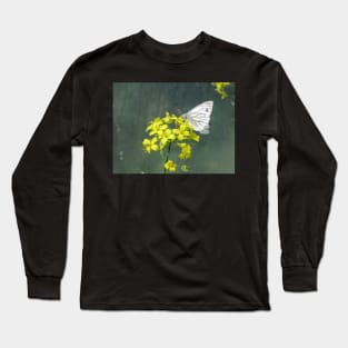 Cabbage White Butterfly on Brassica Flower Long Sleeve T-Shirt